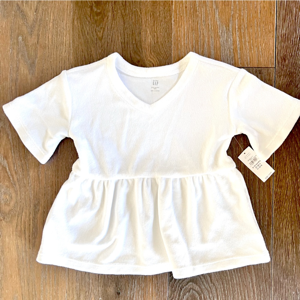 3/$15⭐️ NWT Baby GAP White Terry Cloth Swim or Bath Coverup Size 6-12M